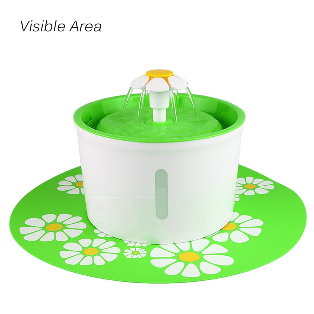 BeaconPet Upgrade Visible Water Level, 1.6L Pet Water Fountain Flower Style Automatic Electric Circulating Pet Water Fountain Dogs / Cats Drinking Bowl Water Dispenser with Filter + Flower Mat