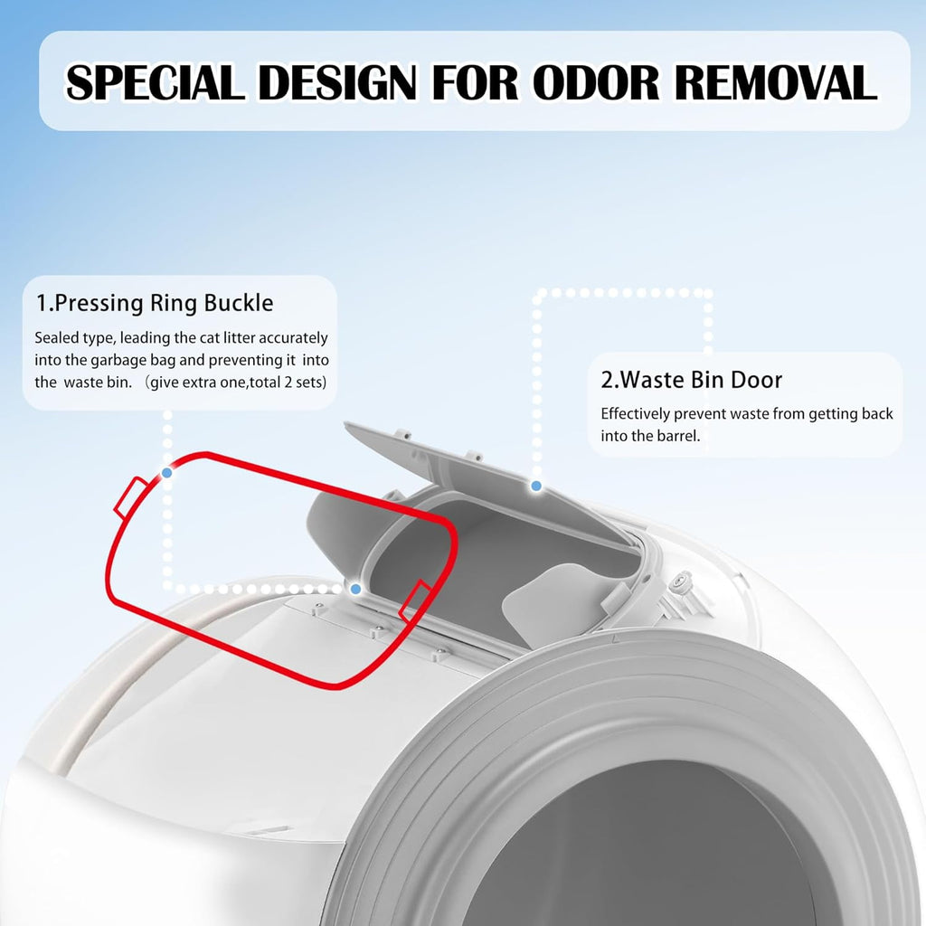 J JORBASADO Self Cleaning Litter Box 65L+9L Automatic Cat Litter Box Self Cleaning with APP Control for Multiple Cats Families Safety Protection