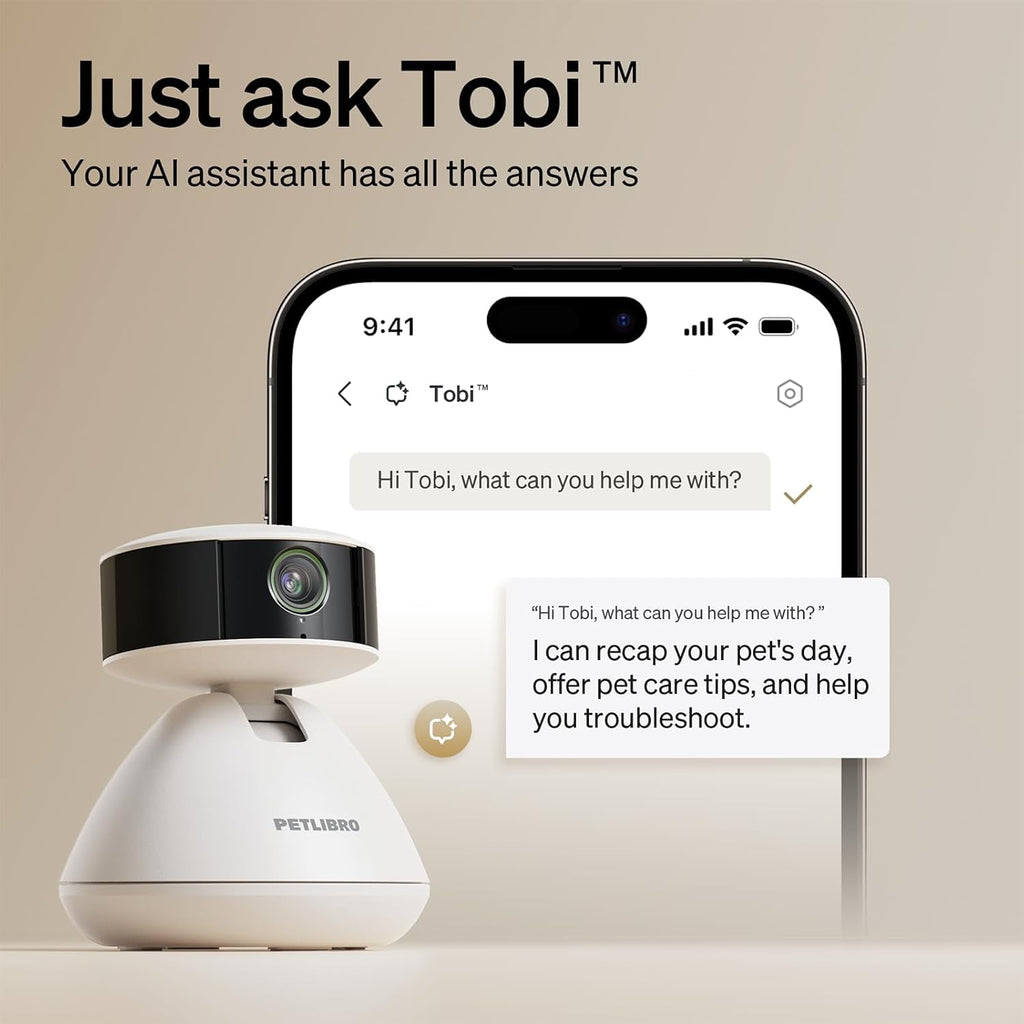 Petlibro AI-Powered Pet Camera Indoor with Phone App for Multi-Pet Recognition, Activity Tracking&Smart Summaries Dog Camera, 360°View Cat Camera with Auto Pet Highlights Reels, 2-Way Talk WiFi Cam