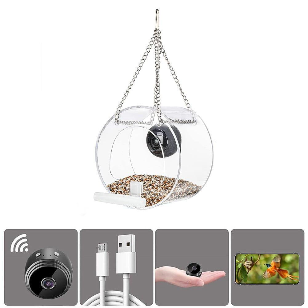 Acrylic Bird Feeder Bird Cage Cleaner Bird Aviary Outdoor Bird Tray WiFi Bird Feeder Bird Feeding Station Wild Bird Feeder Bird Food Bird Feeders for Outside Bird House Transparent