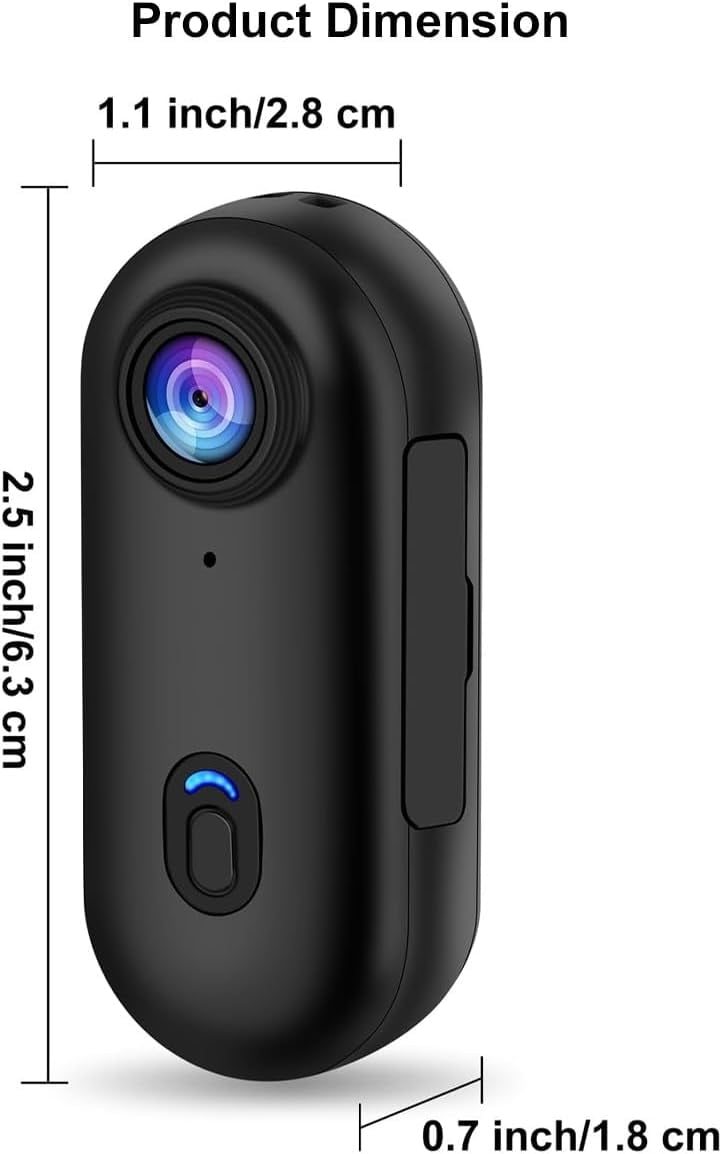 POV Pro Mini Body Camera Wearable 4K Thumb Action Cam Portable Body Cam with Audio Chest Camera for Vlogging Cycling Travel Pet Walking Sports Clip On