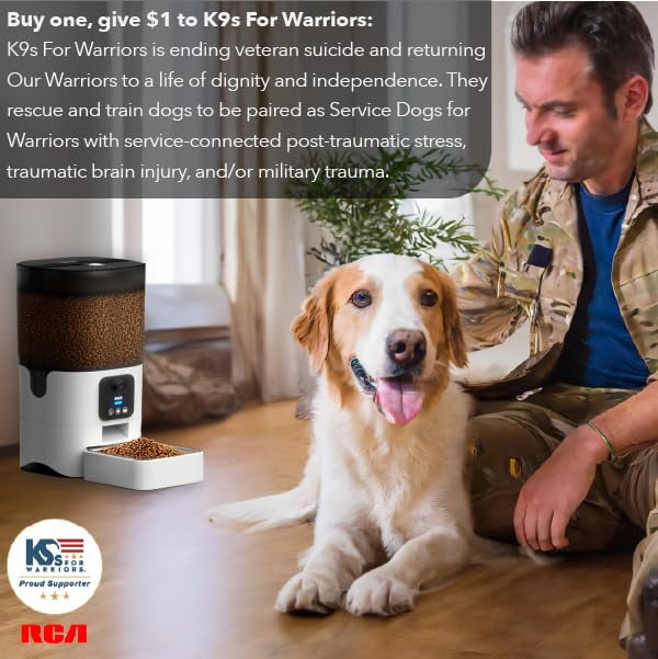RCA Cat & Dog Pet Feeder with HD 1080p Camera, Real-Time Two-Way Audio, Monitoring, Motion Detection, Night Vision, Compatible with Alexa & Google Assistant - 6L Capacity, Dishwasher Safe Bowls…