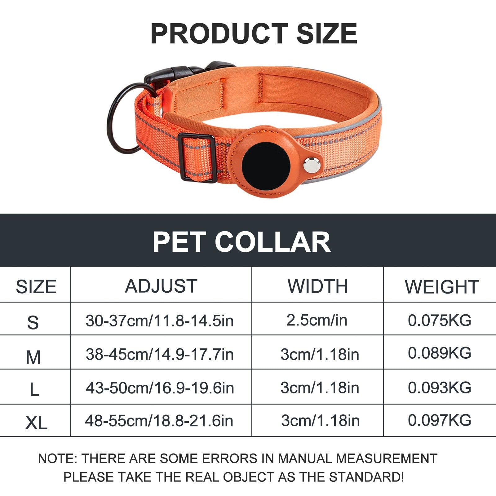 GPS Tracking & Calming Dog Collar,Reflective Dog Positioning Collar GPS Medium And Large Dog Non-strangle Neck Ring Pet Tracking Anti-lost Collar Traction Rope(L,Red)
