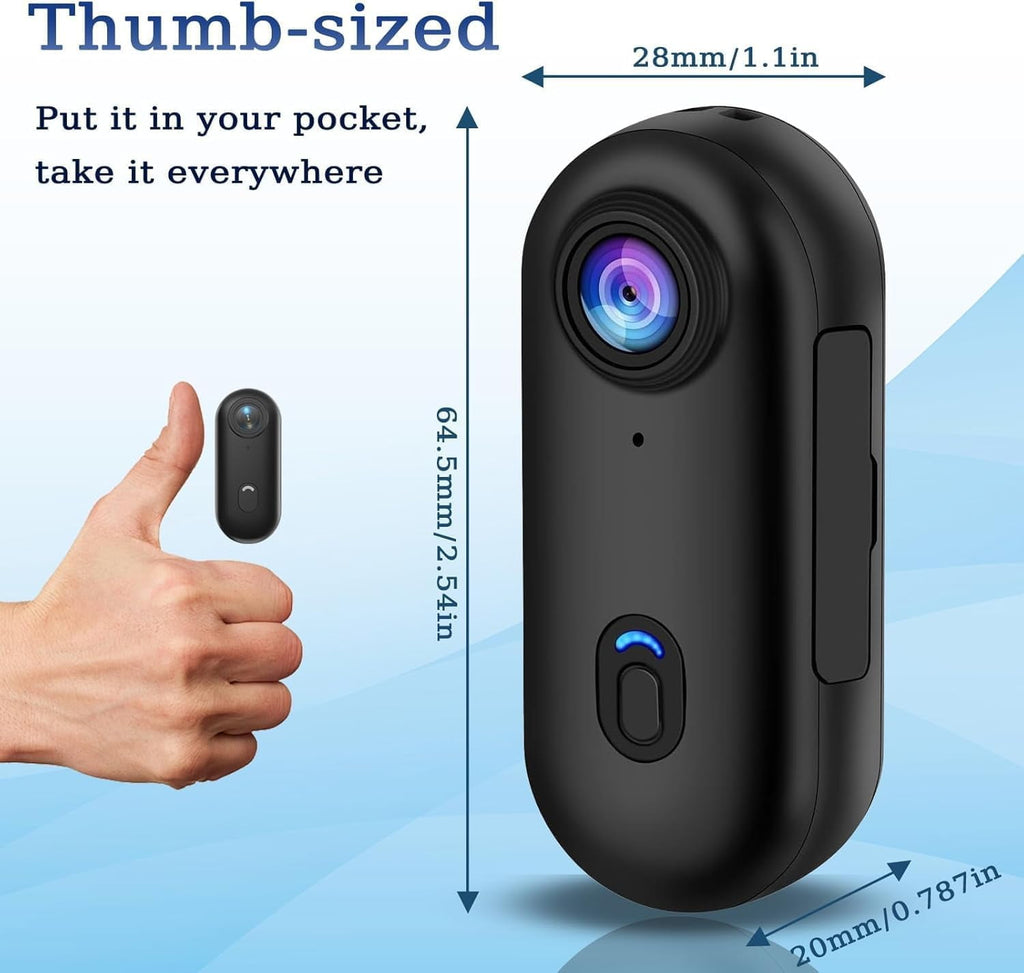 POV Record Pro 2.0, High-End 4K/1080P Pro Capture Thumb Camera, WiFi Magnetic Sports Cycling Camera,Portable Pet Cameras,64/128G Ultra Wide Hands-Free Clip Cameras,Ski Cam (White[64GB, 1080P])