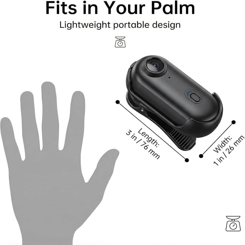 4K Mini Action Camera, Included 128GB Card, Wearable Camera with 360°Rotatable Clip & Magnetic Clip, for Lecture, Traveling, Pet Walking and Outdoors Activities