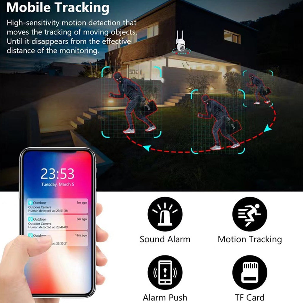 TOPRenddon Wireless WiFi Security Camera 1080P HD with Night Vision – 360° PTZ Indoor/Outdoor Camera, Two-Way Audio, Motion Detection, Cloud Storage | Home Surveillance Monitor for Baby, Pet, Garage