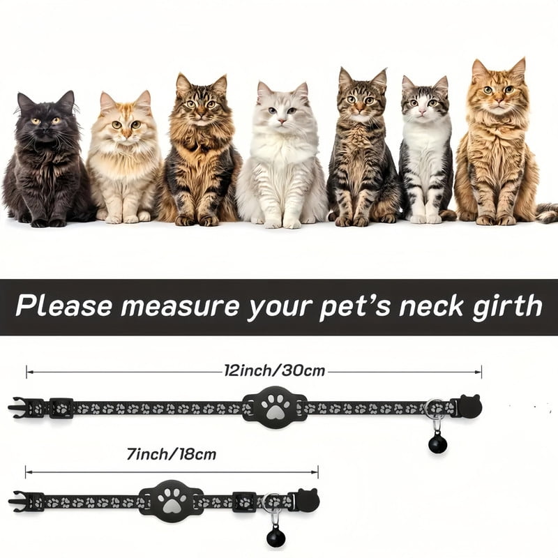 Cat Tracker GPS Collar for Cats (Only iOS) Electronic Pet Locator Waterproof Compatible with Apple Find My No Monthly Fee Advanced Tracking Solution Smart Collar for Pet Safety Ideal Small Large Cats