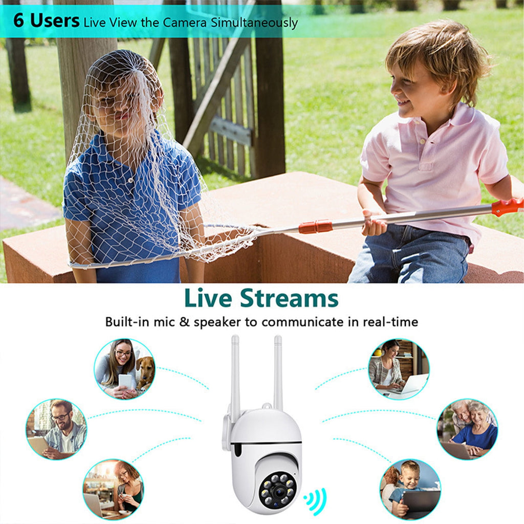 TOPRenddon Wireless WiFi Security Camera 1080P HD with Night Vision – 360° PTZ Indoor/Outdoor Camera, Two-Way Audio, Motion Detection, Cloud Storage | Home Surveillance Monitor for Baby, Pet, Garage