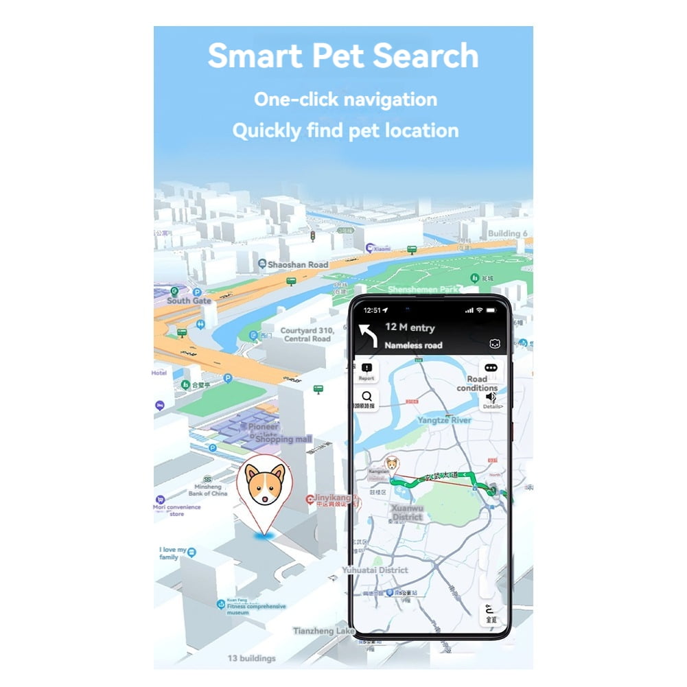 Dog Tracker Pet Tracker-Dog Tracking Collar Waterproof IP65 Works with Any Collar (Android & IOS Universal) Cat Version