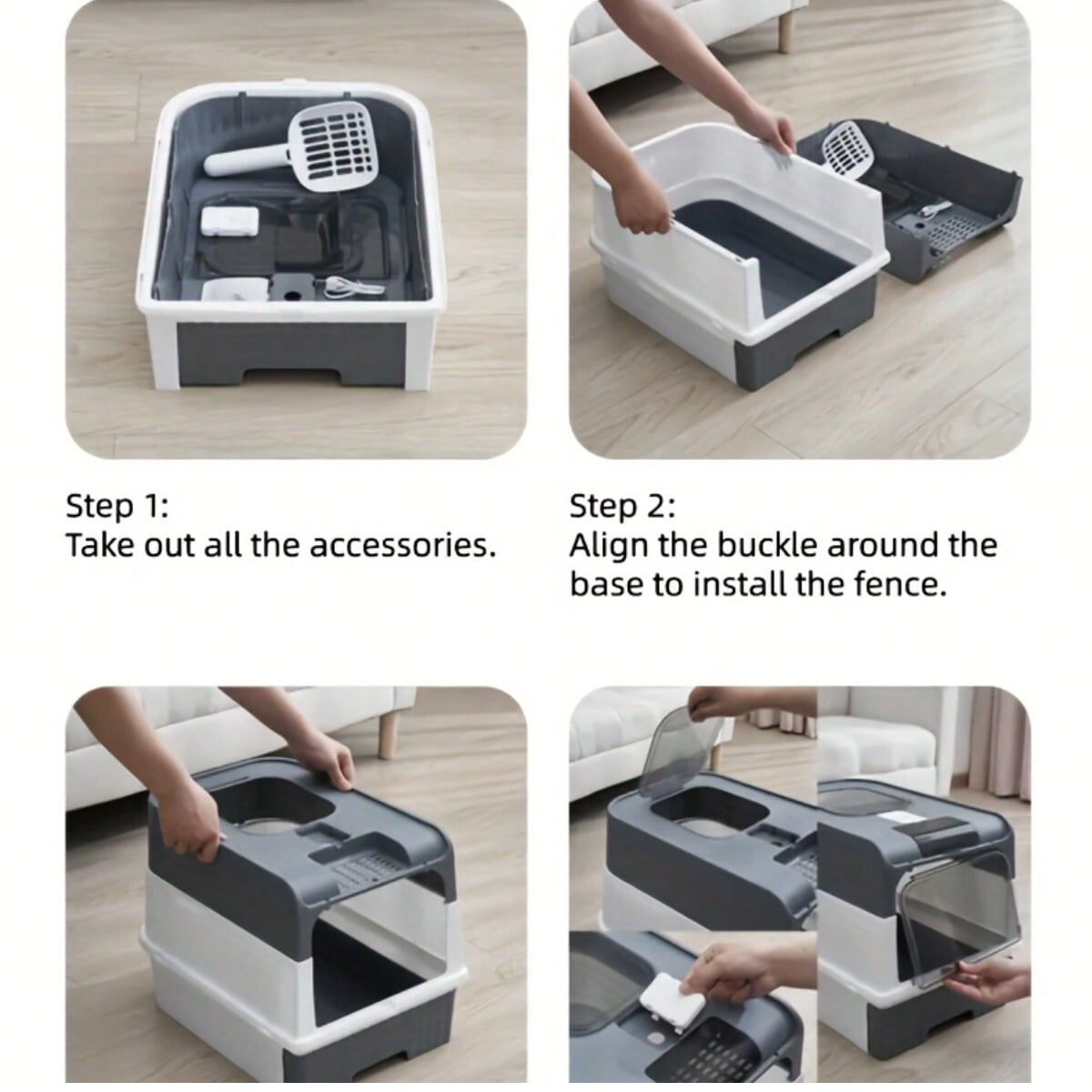 Fully enclosed cat litter box, drawer cat litter box design, reduce odor and cat litter splash, cats can enter from the bottom door and exit from the top, recommended for cats under 6kg/13 pounds