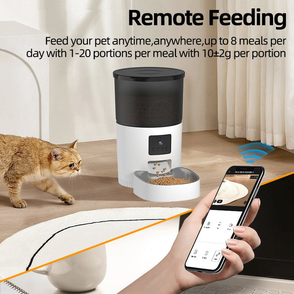 ROJECO 3L Automatic Cat Feeder With Camera Video Cat Food Dispenser Pet Smart Voice Recorder Remote Control Auto Feeder For Cat Dog