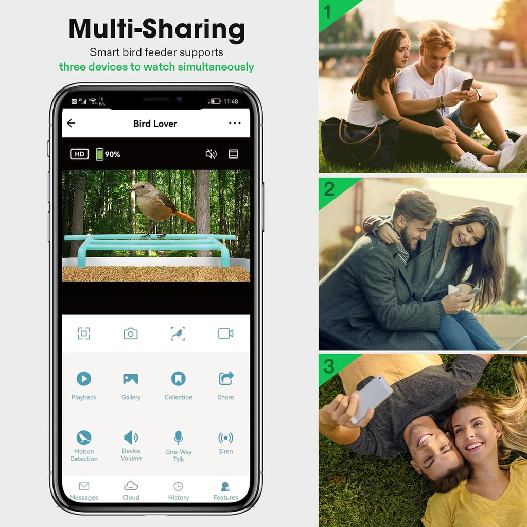 VIVOSUN 2.5L Smart Bird Feeder with Camera, 1080P HD WiFi Camera, Auto Capture Bird Videos & APP Share with 128G TF Card