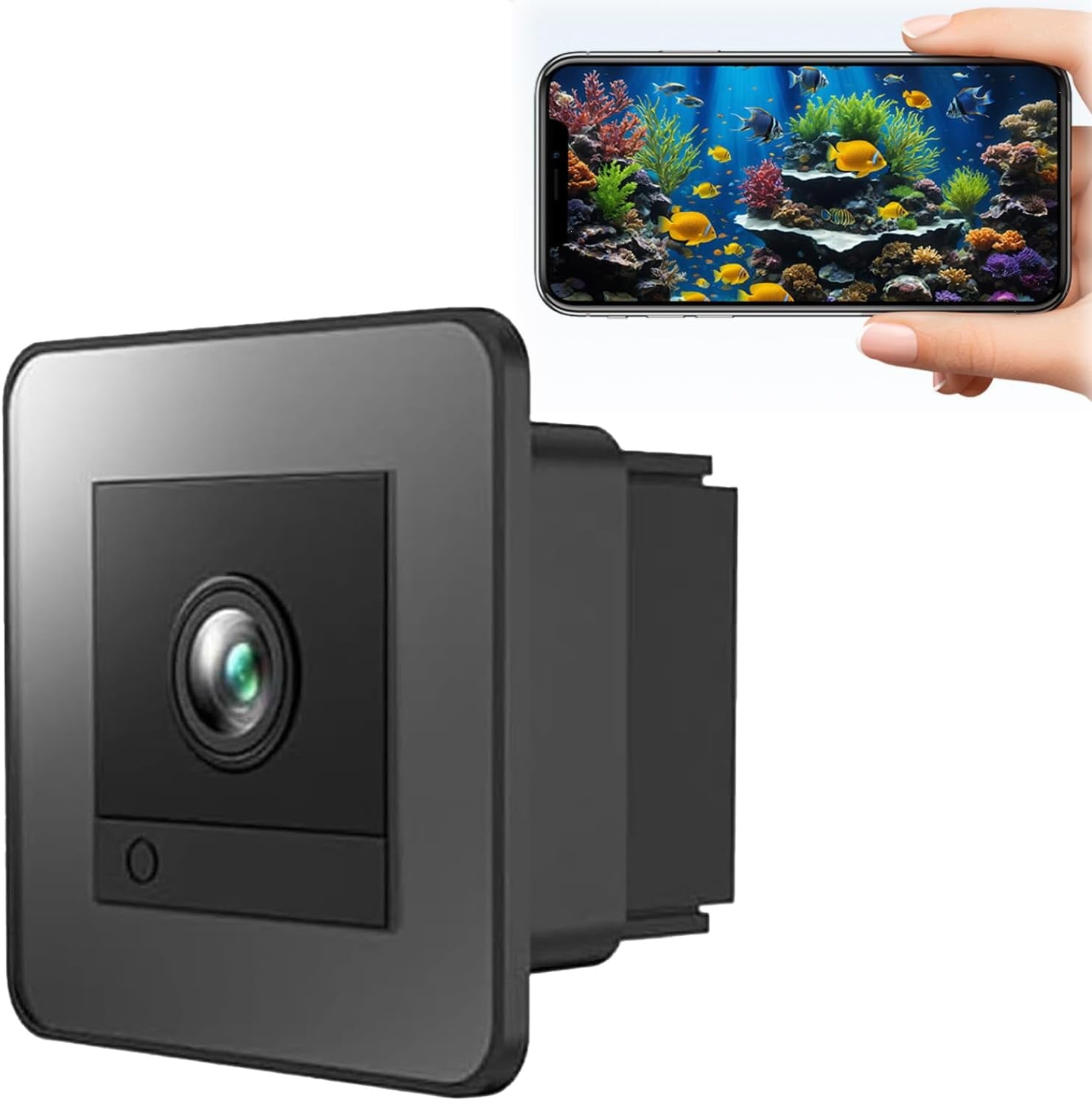 Aquarium Camera, 2K HD WiFi Pet Monitor, 140° Wide-Angle Anti-Glare Macro Lens, 24/7 Recording for Fish Reptiles Window Security Surveillance System (C#1 PCS)