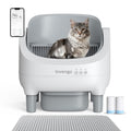 Automatic Open-Top Self-Cleaning Cat Litter Box -App Control, Safe Alert, Smart Health Monitor, Includes 2 Liners & Mat, Multi-Cat Friendly, Gray