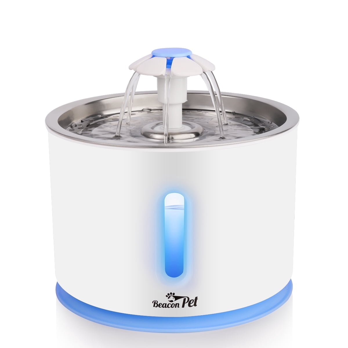 BeaconPet Upgrade Visible Water Level, 1.6L Pet Water Fountain Flower Style Automatic Electric Circulating Pet Water Fountain Dogs / Cats Drinking Bowl Water Dispenser with Filter + Flower Mat