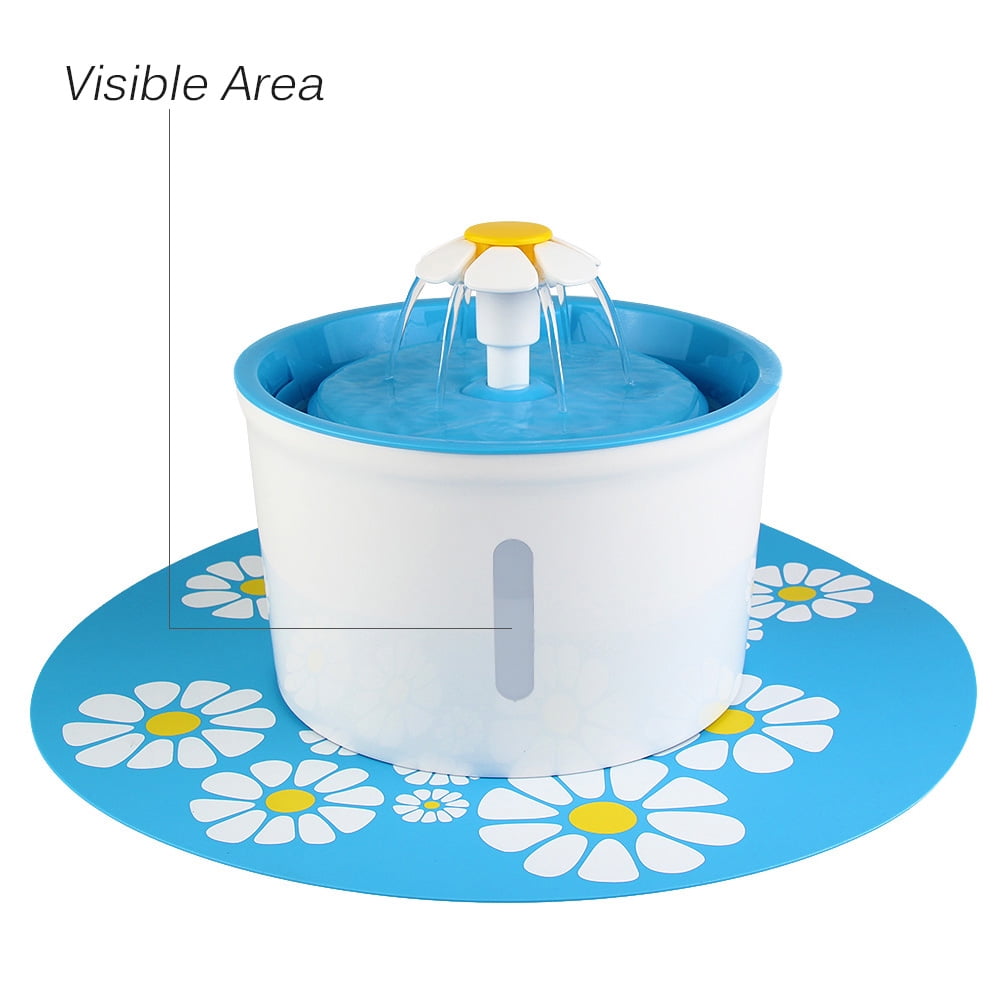 BeaconPet Upgrade Visible Water Level, 1.6L Pet Water Fountain Flower Style Automatic Electric Circulating Pet Water Fountain Dogs / Cats Drinking Bowl Water Dispenser with Filter + Flower Mat