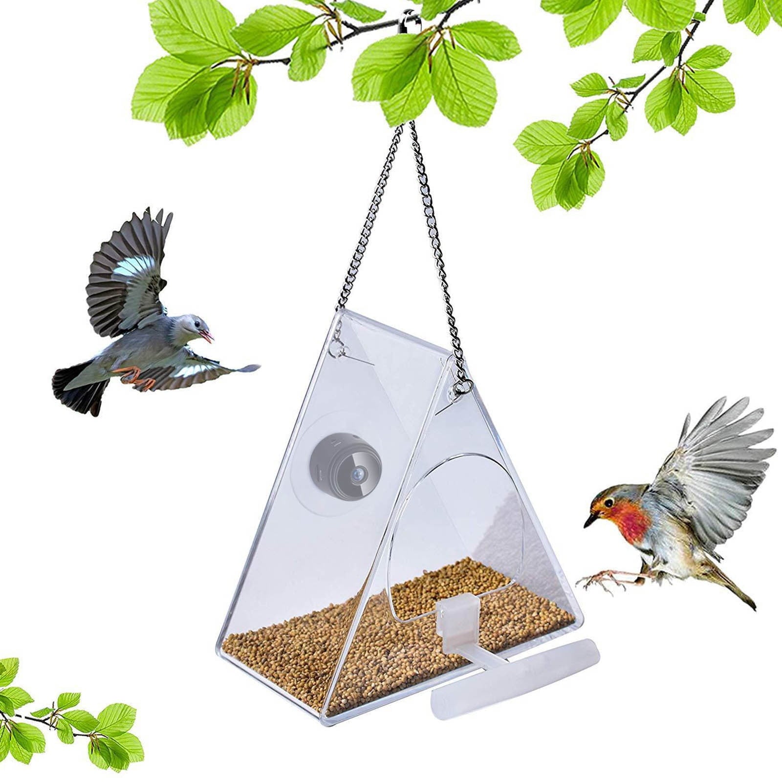 COFEST Bird Feeder with Camera 1080P, WiFi Bird Watching Camera, Outdoor Bird Monitoring Device, HD Night Vision Bird Feeder Cam Black