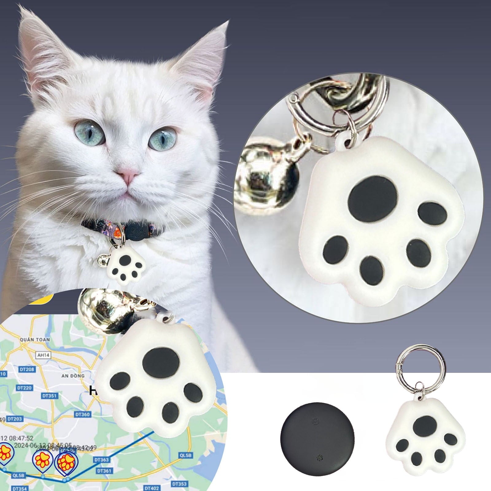 Cat Tracker Mini Tracker for Pets Android Smart Pet Tracker Location Tracking Works Worldwide with Any Collar No Other Fees - No Collar