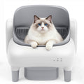 Self Cleaning Litter Box, 95 L Automatic Cat Litter Box Self Cleaning for Multiple Cats, with Safety Protection, App Control,1 Roll Garbage Bags,White & Grey