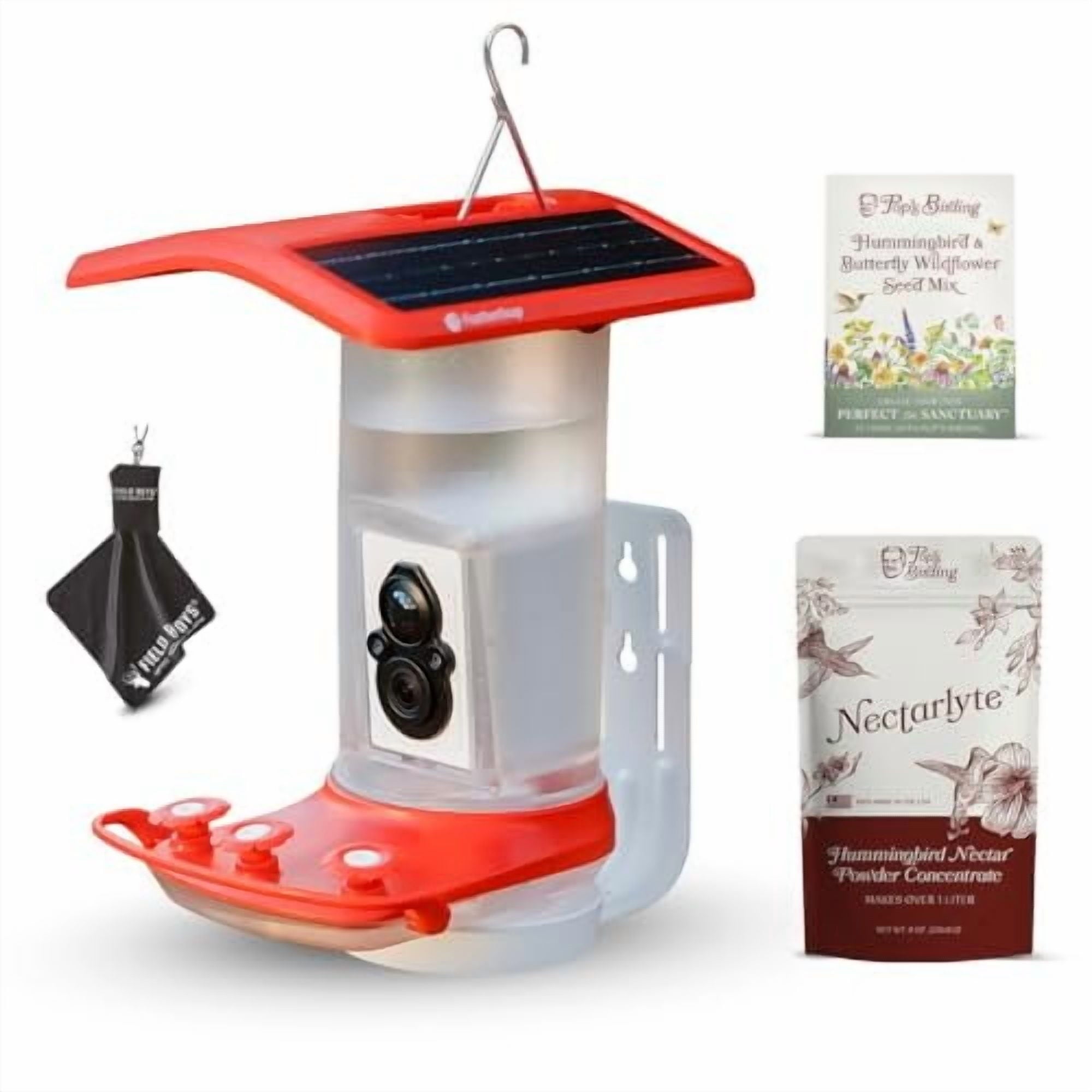FeatherSnap Smart Hummingbird Feeder with HD Camera  WiFi Solar Bird Feeder, Motion Sensor, App Alerts, Live Video, Photo Capture  1L Capacity, Seed Mix & Cleaning Cloth Included