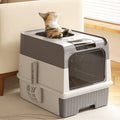 Fully enclosed cat litter box, drawer cat litter box design, reduce odor and cat litter splash, cats can enter from the bottom door and exit from the top, recommended for cats under 6kg/13 pounds
