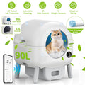 Self Cleaning Cat Litter Box, Automatic Litter Box w/ Liner,with 1 Roll Trash Bags, Dual Sensor Protection for Multi Cat, APP+ Panel Control, Odor Removal, Large Capacity Litter Box