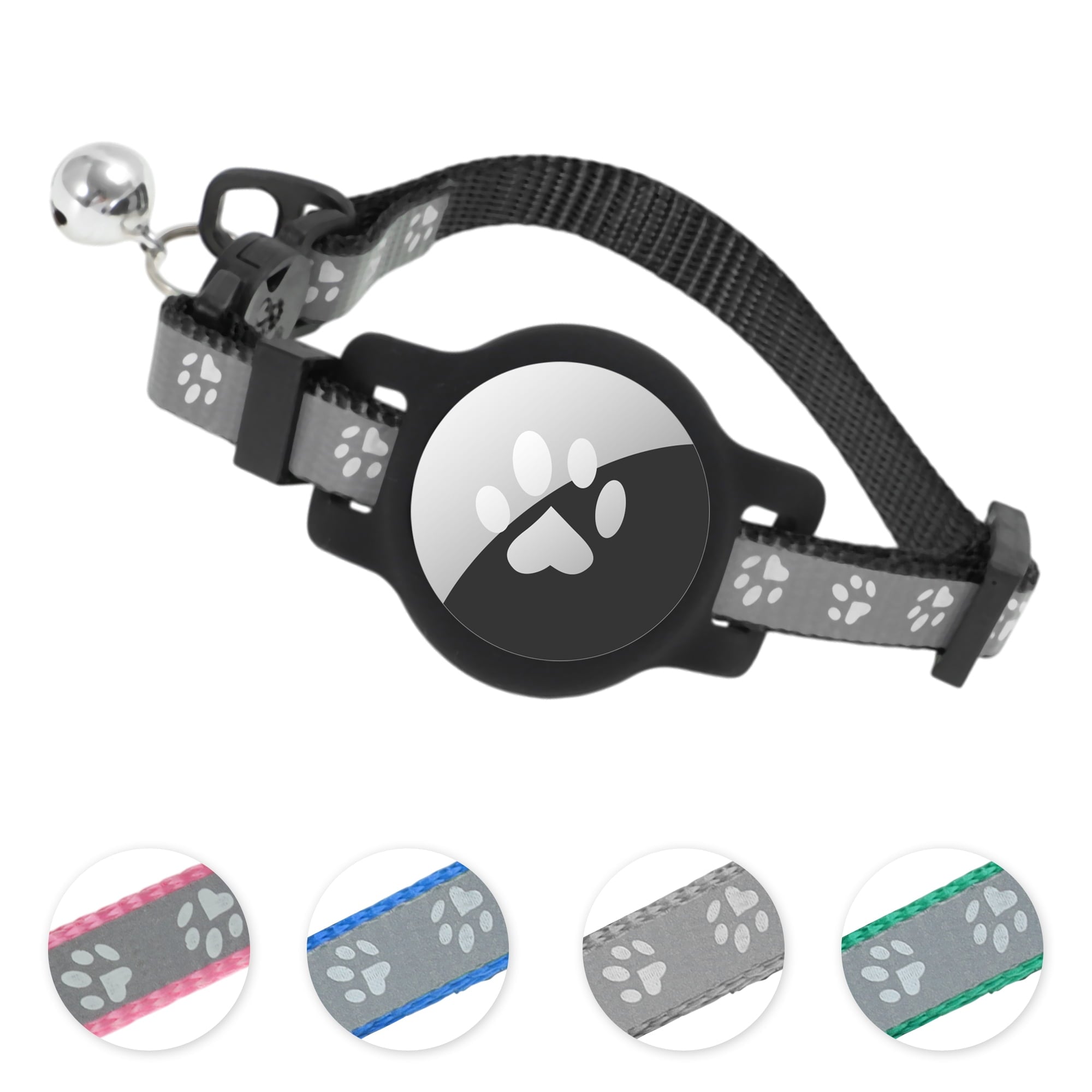 Unique Bargains Waterproof Cat Collar for Airtag  Reflective Collar with Bell Breakaway Cat Collar for Airtag Holder Cat Collars Cat Collar for Apple Air Tag Grey