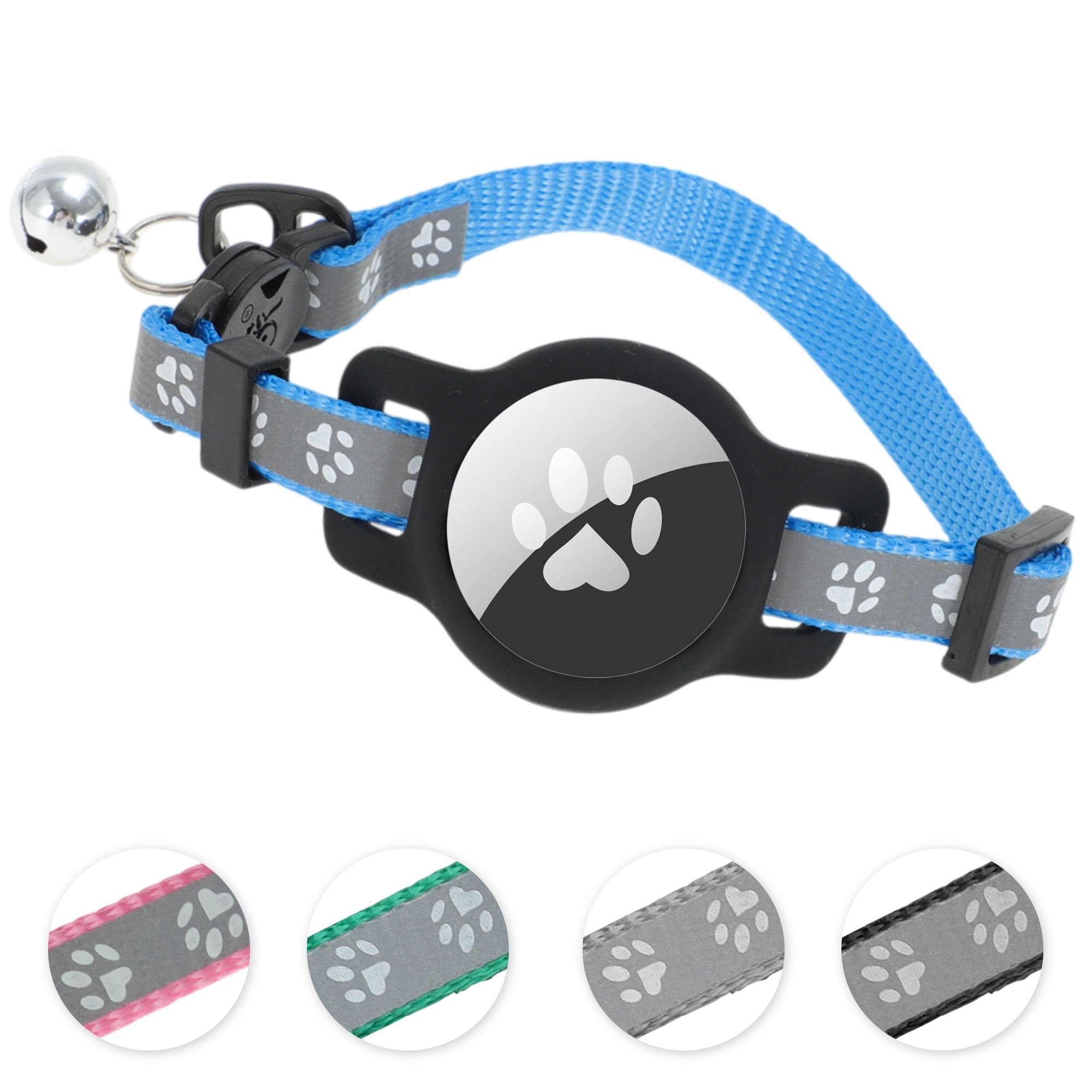 Unique Bargains Waterproof Cat Collar for Airtag  Reflective Collar with Bell Breakaway Cat Collar for Airtag Holder Cat Collars Cat Collar for Apple Air Tag Grey