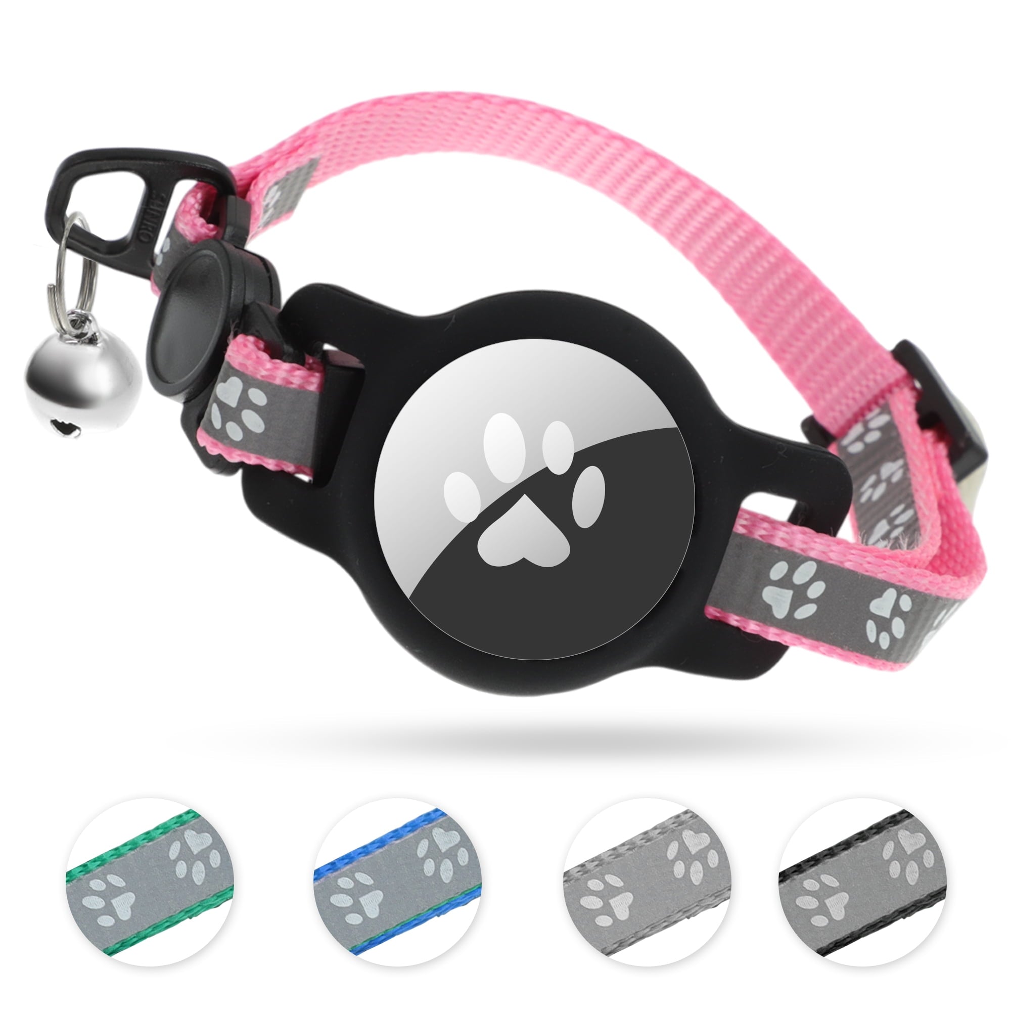 Unique Bargains Waterproof Cat Collar for Airtag  Reflective Collar with Bell Breakaway Cat Collar for Airtag Holder Cat Collars Cat Collar for Apple Air Tag Grey