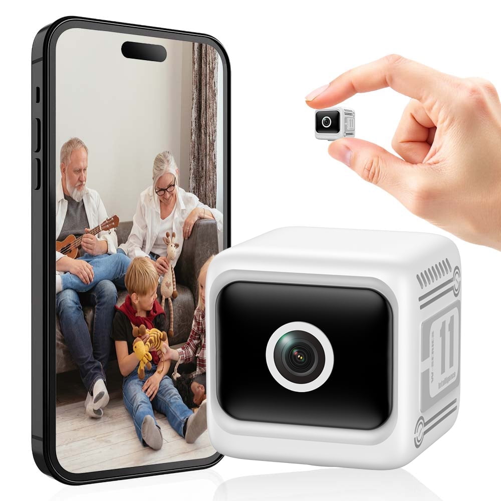 Wiher Small Security Camera Wireless, 1080P Mini Indoor/Outdoor Camera with 8Hrs Battery, Night Vision, Motion Detection Alert, Cloud & TF Storage, 4 Users View Same Time, for Home/Baby/Pet(Black)