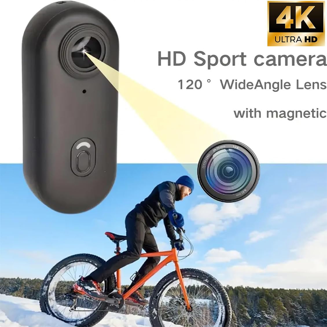 POV 4K Action Camera - Gelviva, Gelviva Thumb Body Camera 4k Portable, Treklon Pov Camera, Hands Free Waterproof Wearable Video Recorder, Helmet Mount, For Bike Cycling, Pet, Vlogging (Black, 64g)