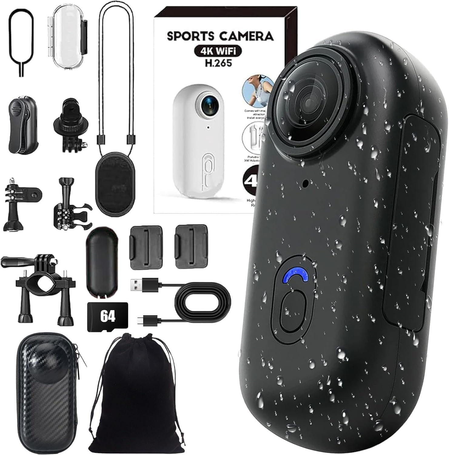 HD Action Camera,Motorcycle Camera,Pov Pro| Maximum 180-Minute Battery Life, 4K/1080P Magnetic Hands Free Body Cameras for Cycling, Diving, Vlogging and Pet Recording