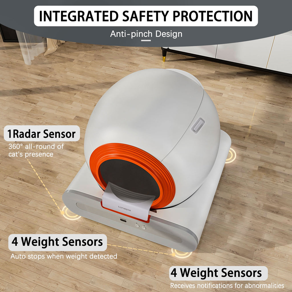 Self-Cleaning Cat Litter Box,Automatic Cat Litter Box for Multiple Cats,APP Odor Control , 65L Large Capacity,Safety protection Smart Litter Box