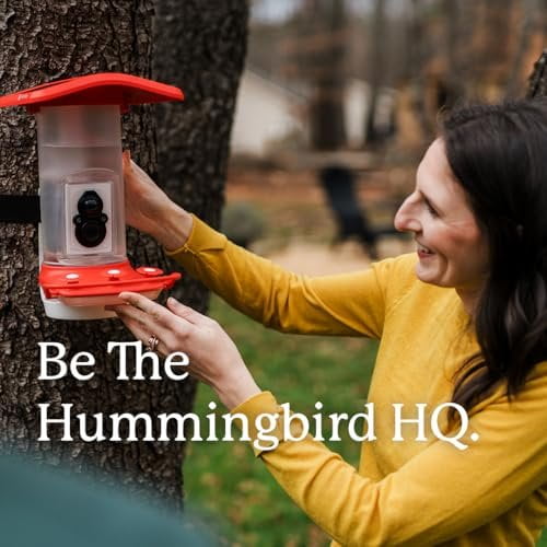 FeatherSnap Smart Hummingbird Feeder with HD Camera  WiFi Solar Bird Feeder, Motion Sensor, App Alerts, Live Video, Photo Capture  1L Capacity, SD Card & Cleaning Cloth Included