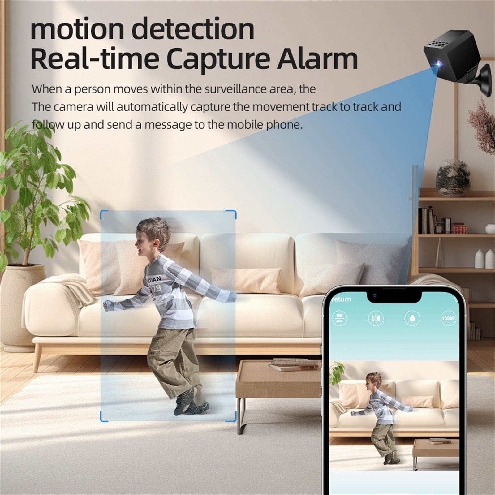 TOPRenddon Wireless Mini Security Camera 1080P HD – Indoor/Outdoor Night Vision, Motion Detection, 2-Way Audio | Portable WiFi Surveillance Cam for Home, Baby, Pet Monitoring