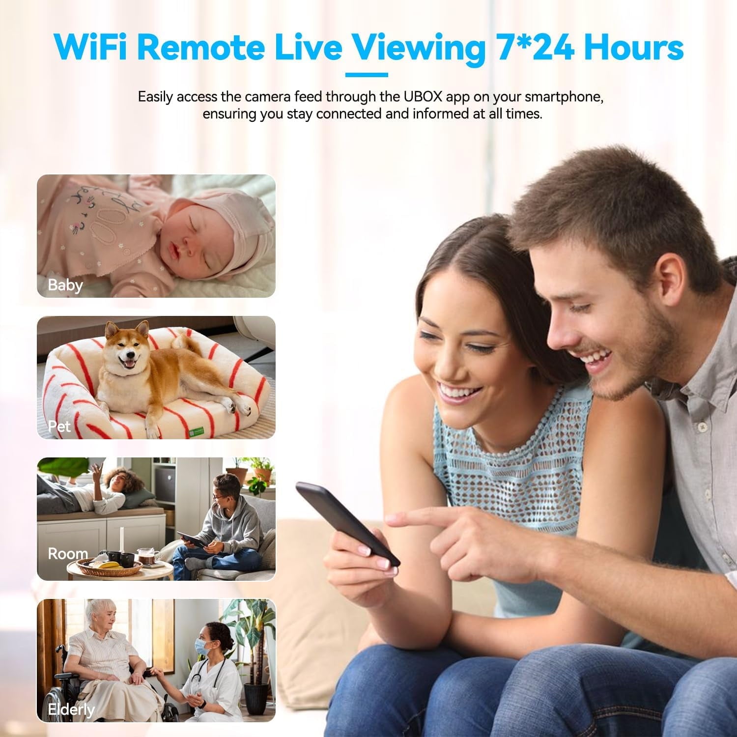 Wi-Fi Magnetic Wireless Ultra HD Mini Camera, Hidden Security Camera with Night Vision, Motion Detection, Cloud Storage, 64GB SD Card, Compact Design, Indoor for Baby, Elder, Pet, Car Monitoring