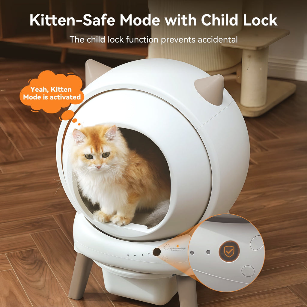 Self Cleaning Litter Box - E2 Automatic Cat Litter Box Large Smart Self Cleaning Robot for Cats,Double Safety Protection,App Control,2 Roll Garbage Bags & Mat