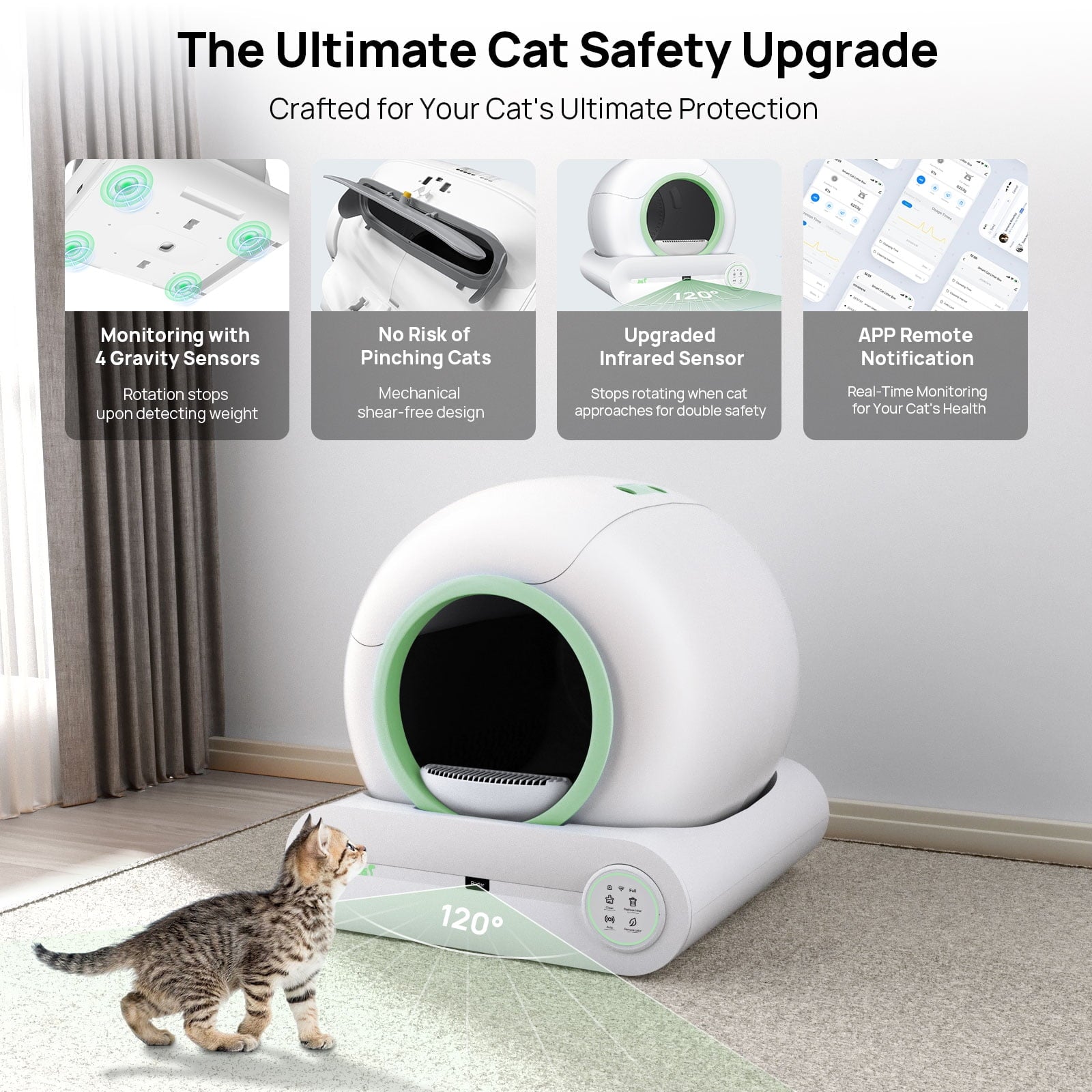 Stainless Steel Litter Box: Enclosed Cat Litter Box with Flip Lid Self Cleaning and High Sided Top Entry Design, XL Extra Large Metal Kitty Litter Pan Tray for Big Cats, Built-In Carbon Filter Pouch