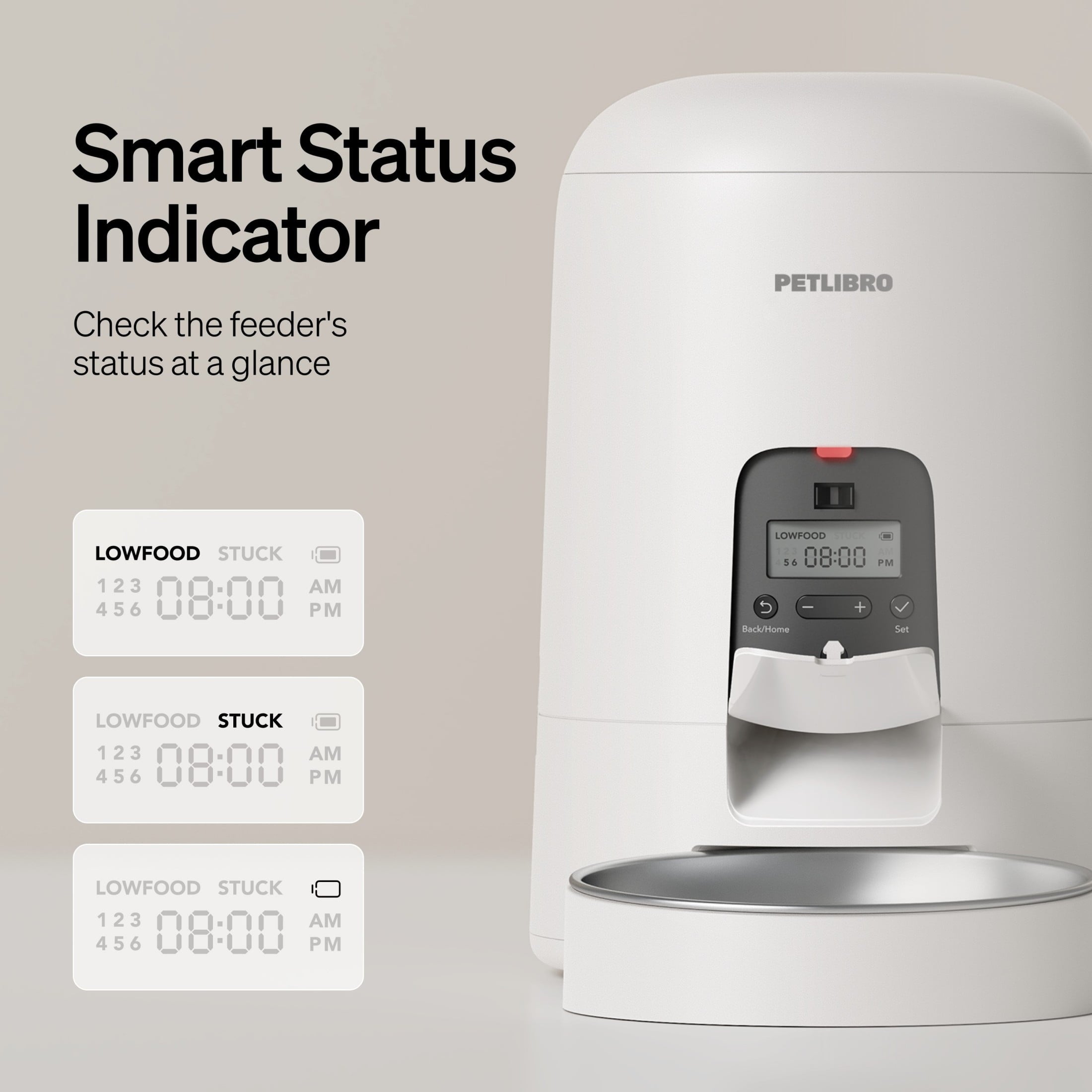 Petlibro 2L Air Automatic Cat Feeder, Battery-Operated Food Dispenser with 180-Day Battery Life, AIR Timed Feeder for Cats & Dogs, White