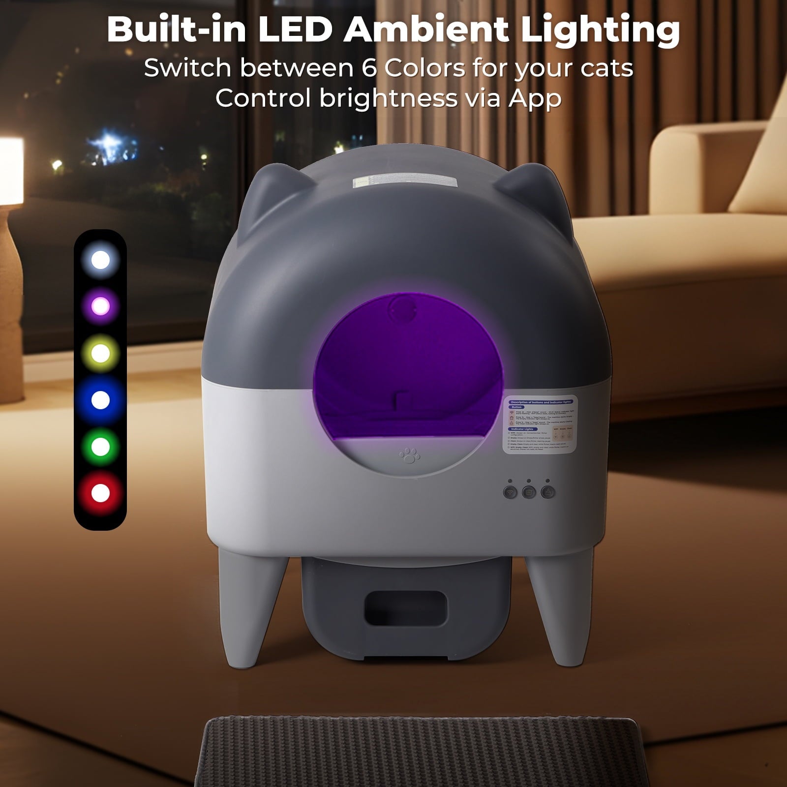 Self-Cleaning Cat Litter Box - Extra Large for Multiple Cats - App-Controlled with Odor-Free Waste Disposal