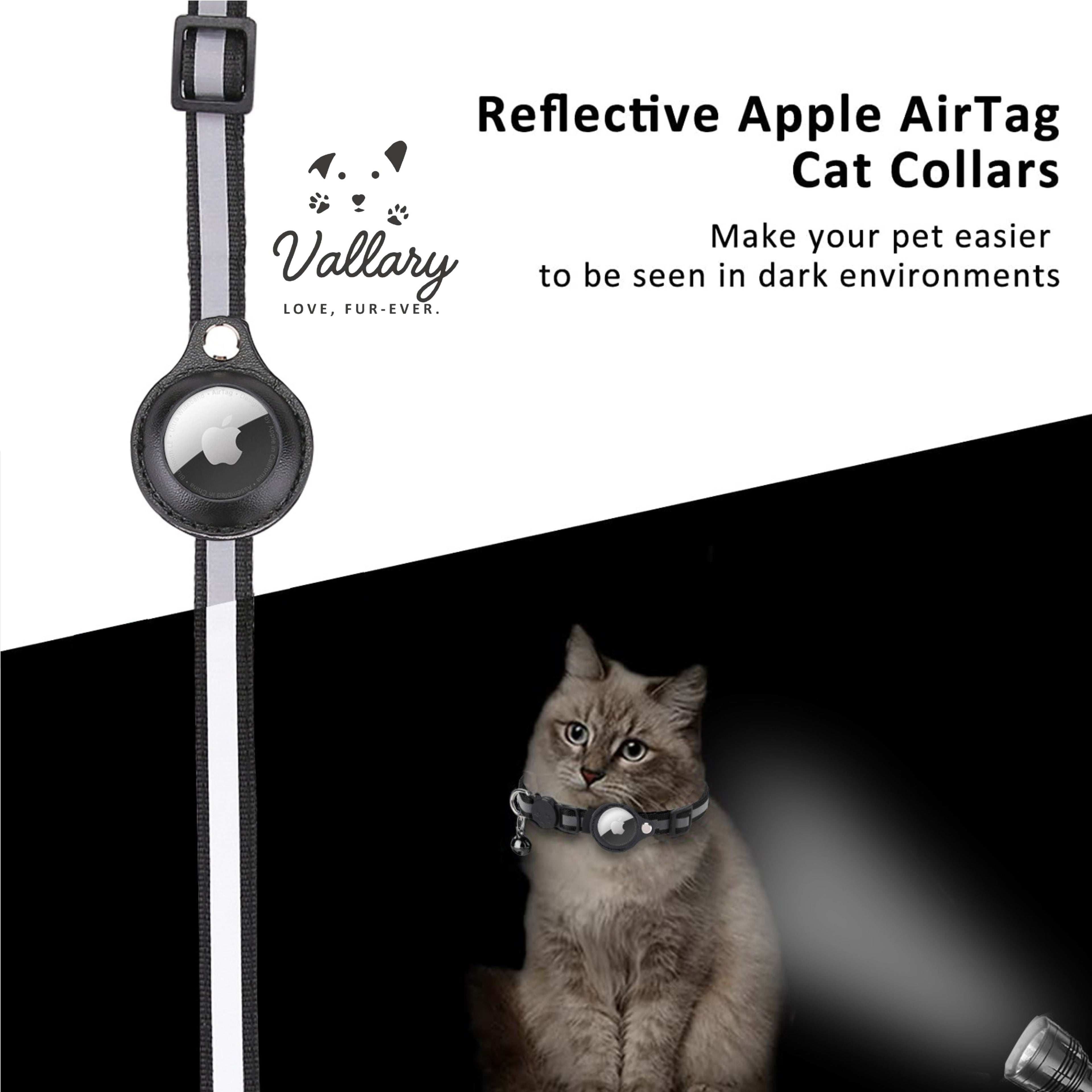 Airtag Cat Collar Breakaway, Reflective Kitten Collar with Apple Air Tag Holder and Bell for Girl Boy Cats, 0.4 Inches in Width and Lightweight