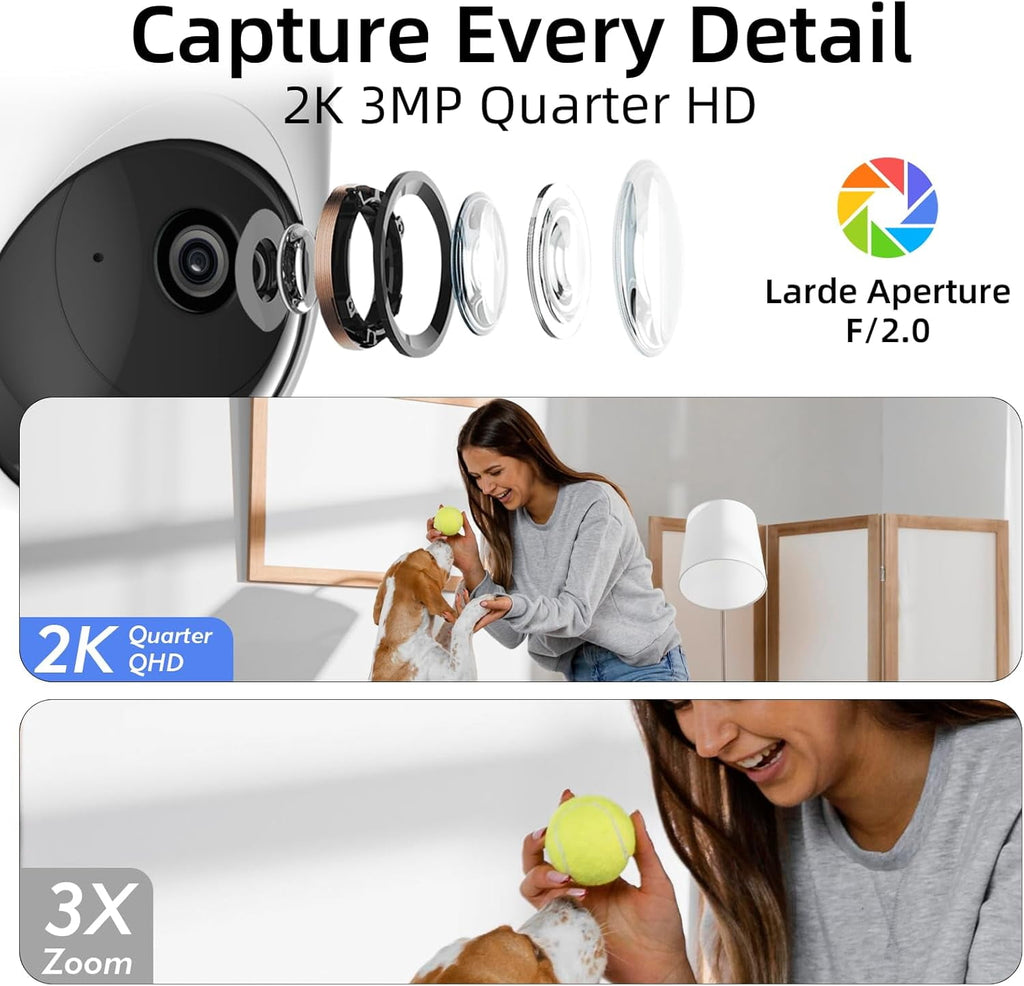 Pan/Tilt Security Camera for Baby Monitor,2K Indoor Cam 360° View, Dog/Pet Camera 5G/2.4G, Smart Motion Tracking& Sound Detection, 2-Way Audio, Night Vision