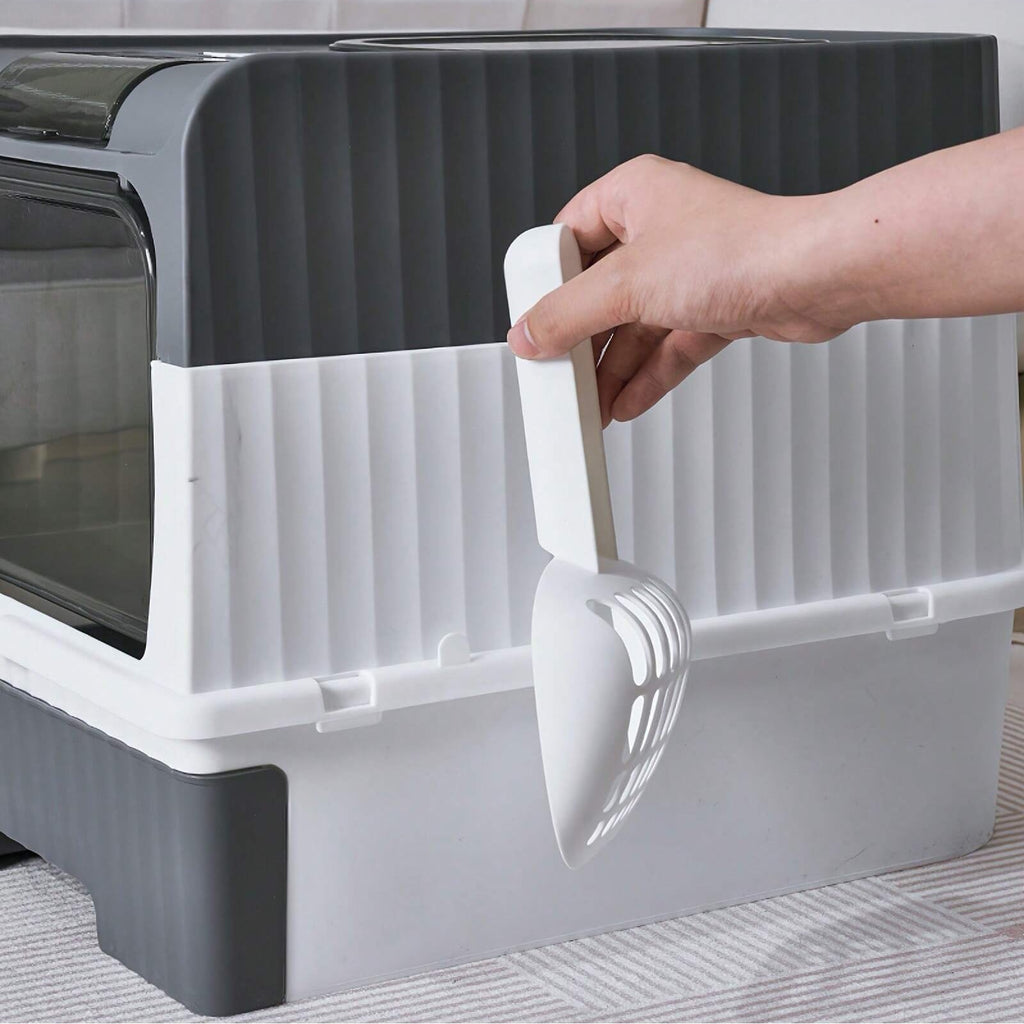 Fully enclosed cat litter box, drawer cat litter box design, reduce odor and cat litter splash, cats can enter from the bottom door and exit from the top, recommended for cats under 6kg/13 pounds