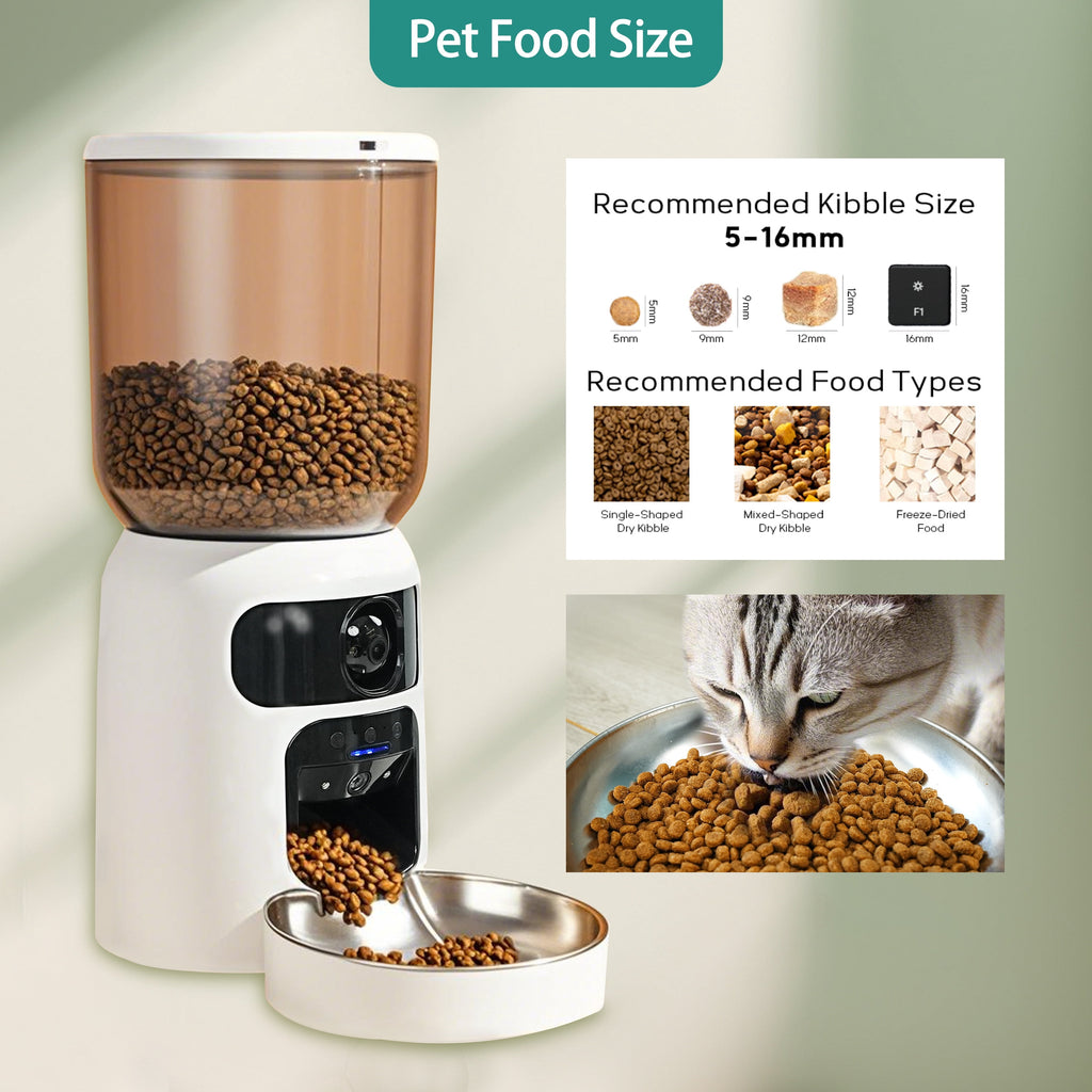 Automatic Cat Feeder with Dual HD Camera, 5G&2.4G WiFi Pet Feeders with App control laser interactive Toy Treat and Ai sensor.