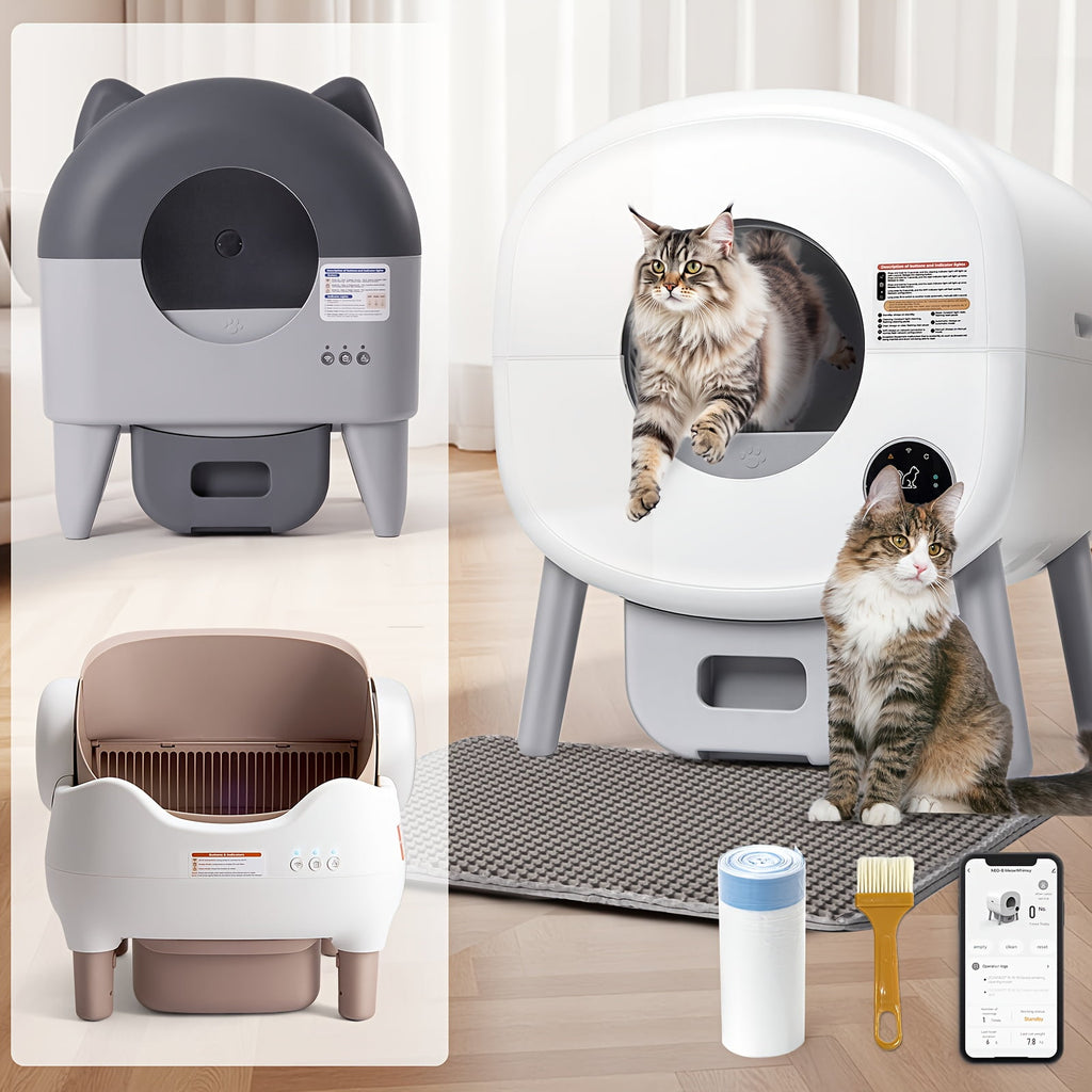 Self-Cleaning Cat Litter Box - Extra Large for Multiple Cats - App-Controlled with Odor-Free Waste Disposal
