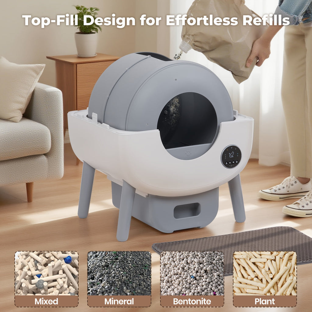 Self-Cleaning Cat Litter Box - Extra Large for Multiple Cats - App-Controlled with Odor-Free Waste Disposal