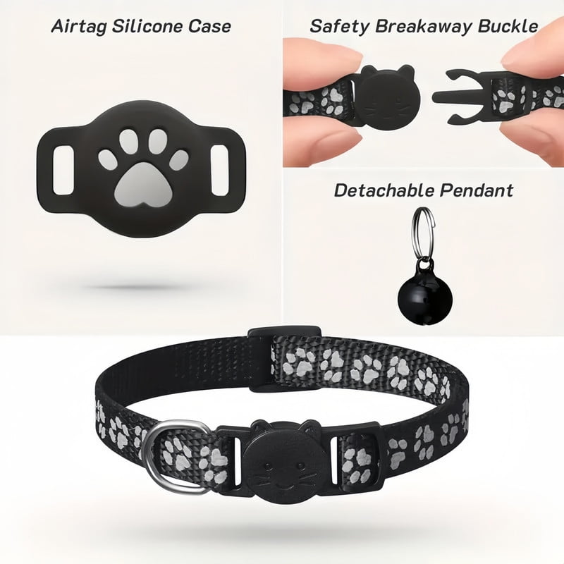 Cat Tracker GPS Collar for Cats (Only iOS) Electronic Pet Locator Waterproof Compatible with Apple Find My No Monthly Fee Advanced Tracking Solution Smart Collar for Pet Safety Ideal Small Large Cats