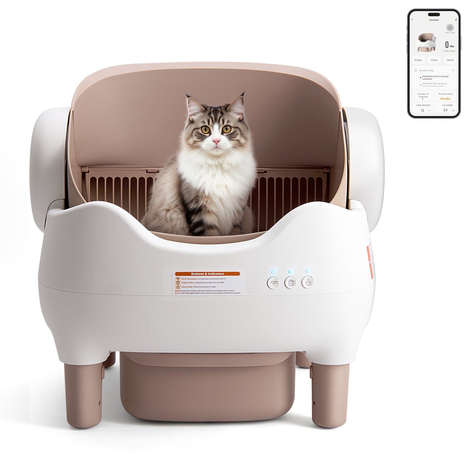 Self-Cleaning Cat Litter Box - Extra Large for Multiple Cats - App-Controlled with Odor-Free Waste Disposal