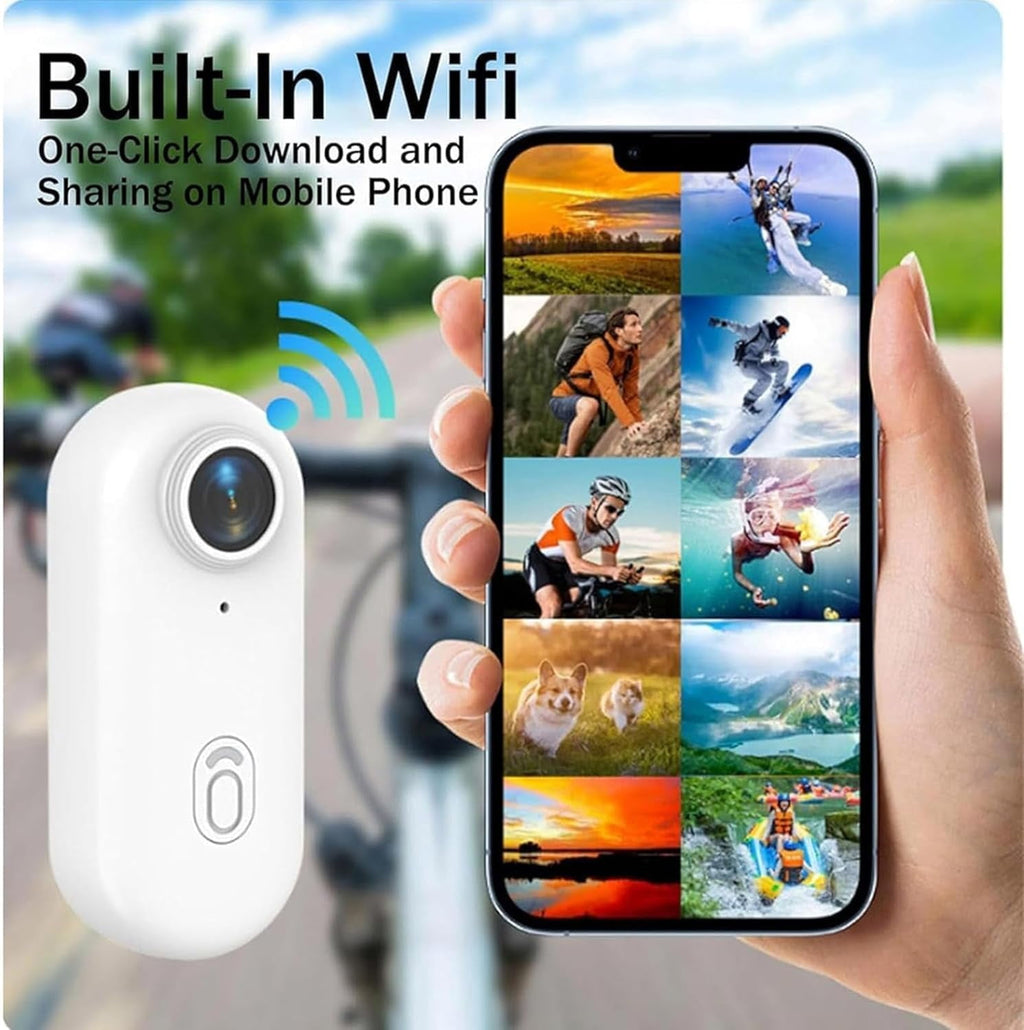 POV Record Pro 2.0, High-End 4K/1080P Pro Capture Thumb Camera, WiFi Magnetic Sports Cycling Camera,Portable Pet Cameras,64/128G Ultra Wide Hands-Free Clip Cameras,Ski Cam (White[64GB, 1080P])