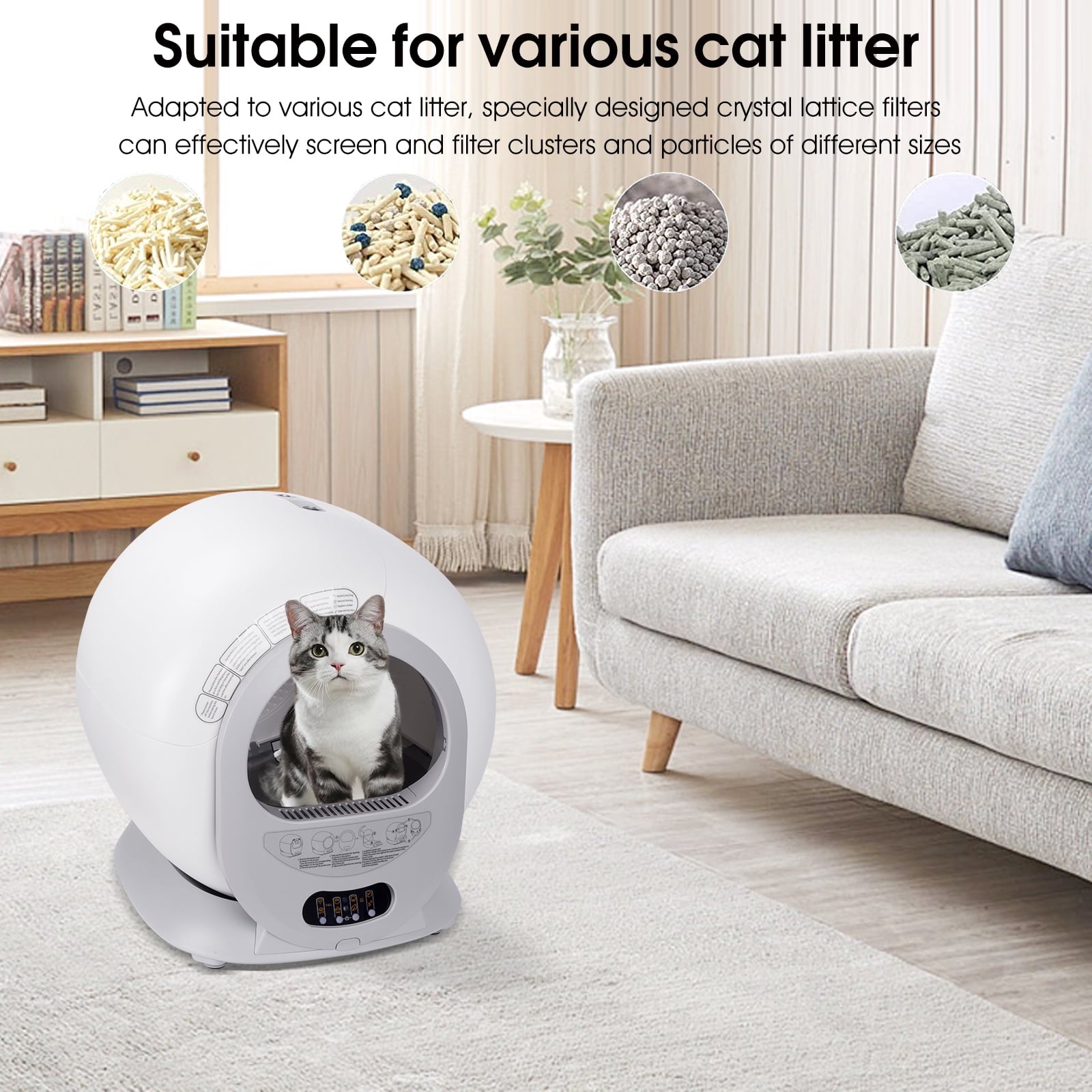 TAKOYI Self-Cleaning Cat Litter Box, Automatic Scooping and Odor Removal, App Control Support 2.4G WiFi (Keyed Model)